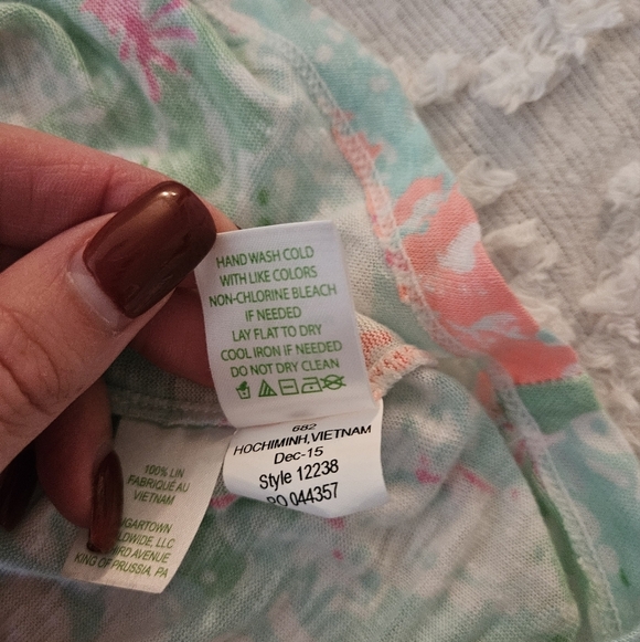 Lilly Pulitzer 100% LinenDuval Top in Beach Walk Poolside Blue Size Small - Picture 7 of 7